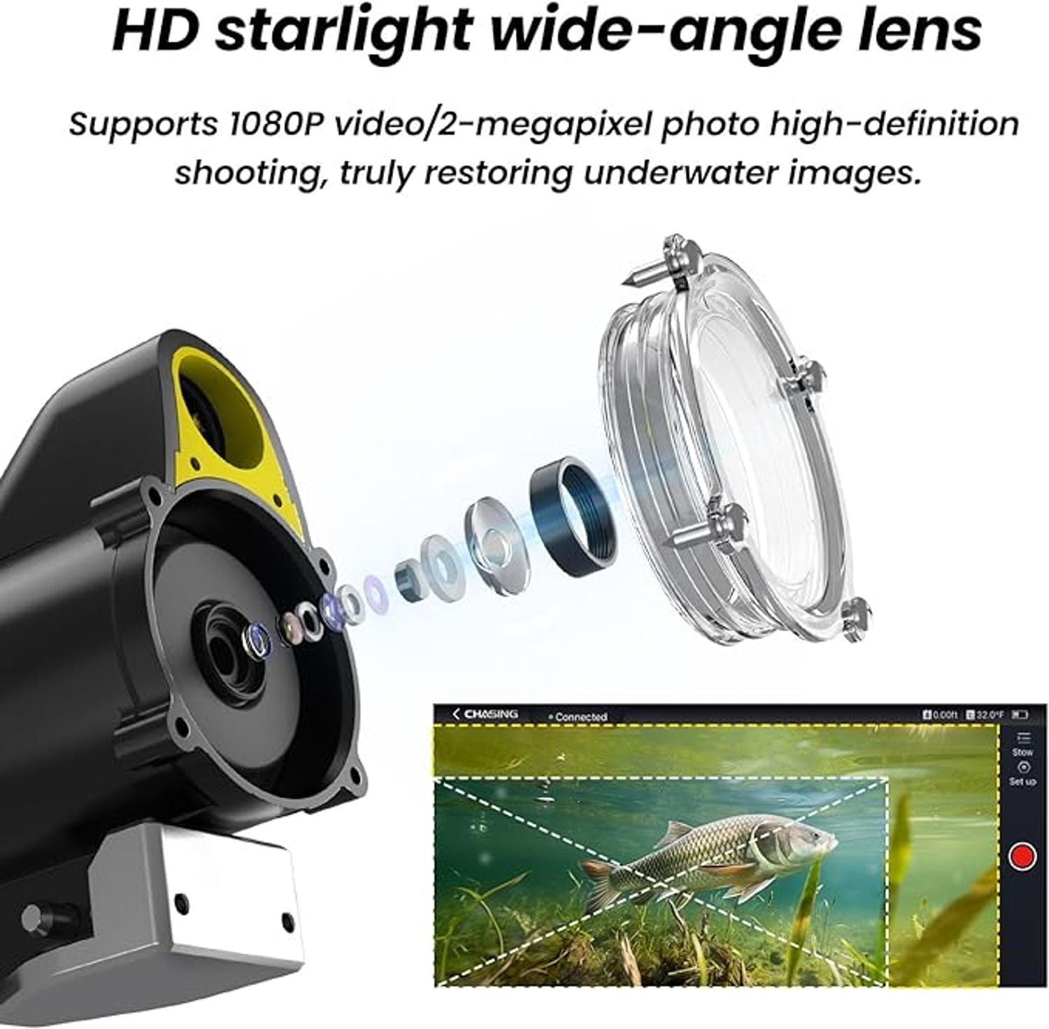 CanFish CF1 Artificial Intelligence Underwater Fishing Camera -1080P HD Fish Finder, Supports App Control