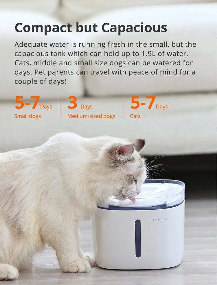Fresco Mini Plus - Compact Smart Pet Water Fountain with Enhanced Filtration