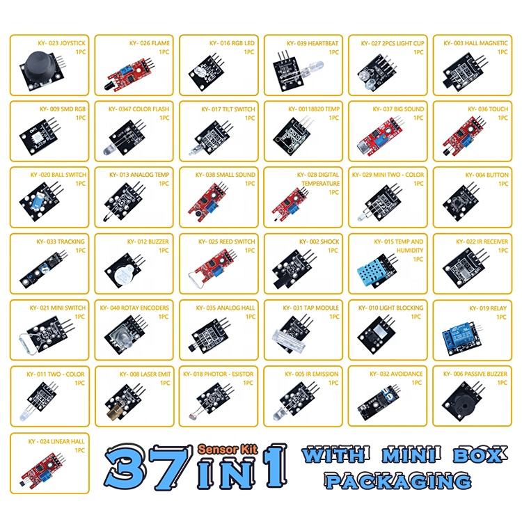 Tscinbuny ZYA0010 Starter Kit – 37-in-1 DIY Sensor Modules Learning Set for Arduino Electronics & STEM Education Projects