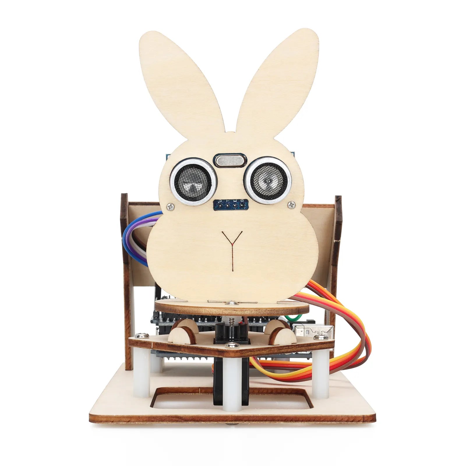 Tscinbuny ZYA0194 Starter Kit with Ultrasonic Radar & LCD Display – DIY Wooden Programmable STEM Robot Kit for School Education