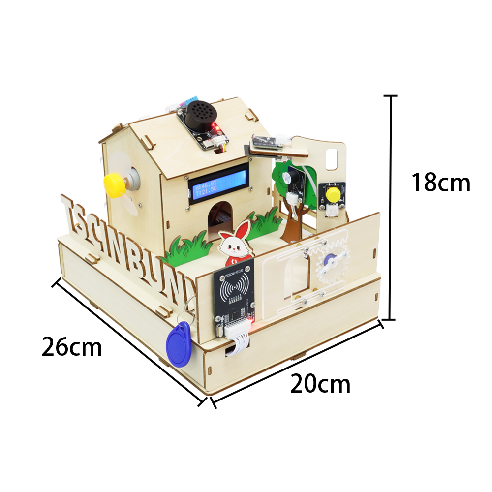 Tscinbuny ZYA0239 Starter Kit with Wooden IoT Voice Control Modules – DIY Smart STEM Educational Robotics Set for Arduino Learning