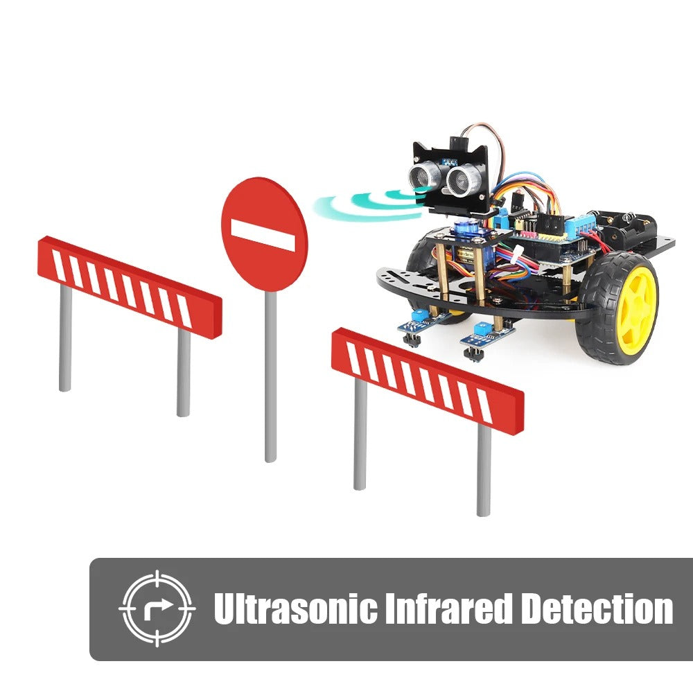 Tscinbuny ZYC0002 Smart Robot Car Kit with 2WD Drive System – Multi-Function Ultrasonic Obstacle Avoidance & Line Tracking Robot for Arduino Education