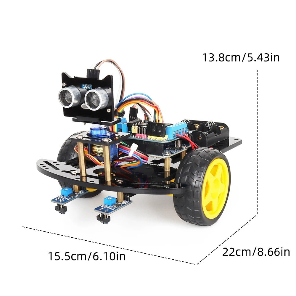 Tscinbuny ZYC0002 Smart Robot Car Kit with 2WD Drive System – Multi-Function Ultrasonic Obstacle Avoidance & Line Tracking Robot for Arduino Education