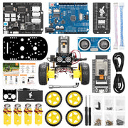Tscinbuny ZYC0115 Smart Robot Car Kit with ESP32-CAM & Ultrasonic Sensors – 4WD WiFi Programmable Educational Robotics Starter Kit for Arduino Learning