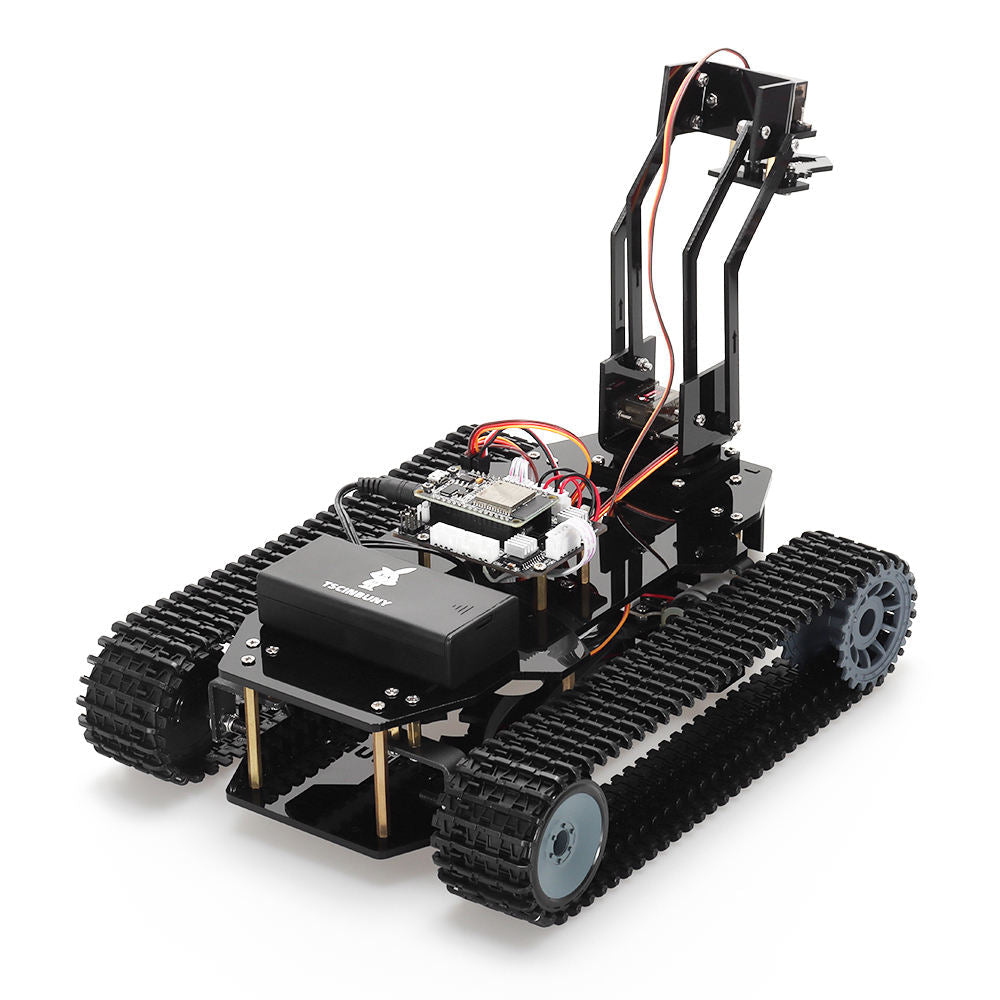 Tscinbuny ZYC0204 Smart Robot Car Kit with Track Wheels & Robotic Arm Function – ESP32-WROOM32 Development Board Robot for Arduino Learning Projects
