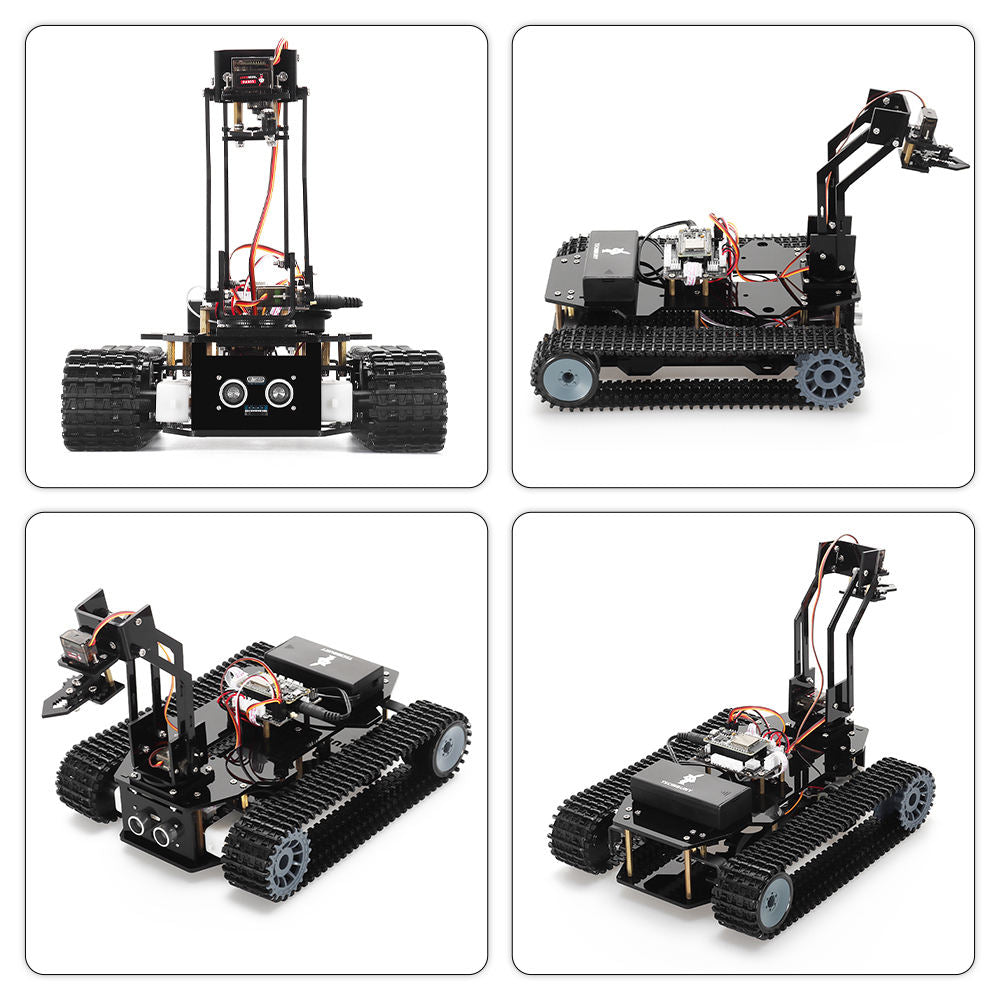 Tscinbuny ZYC0204 Smart Robot Car Kit with Track Wheels & Robotic Arm Function – ESP32-WROOM32 Development Board Robot for Arduino Learning Projects