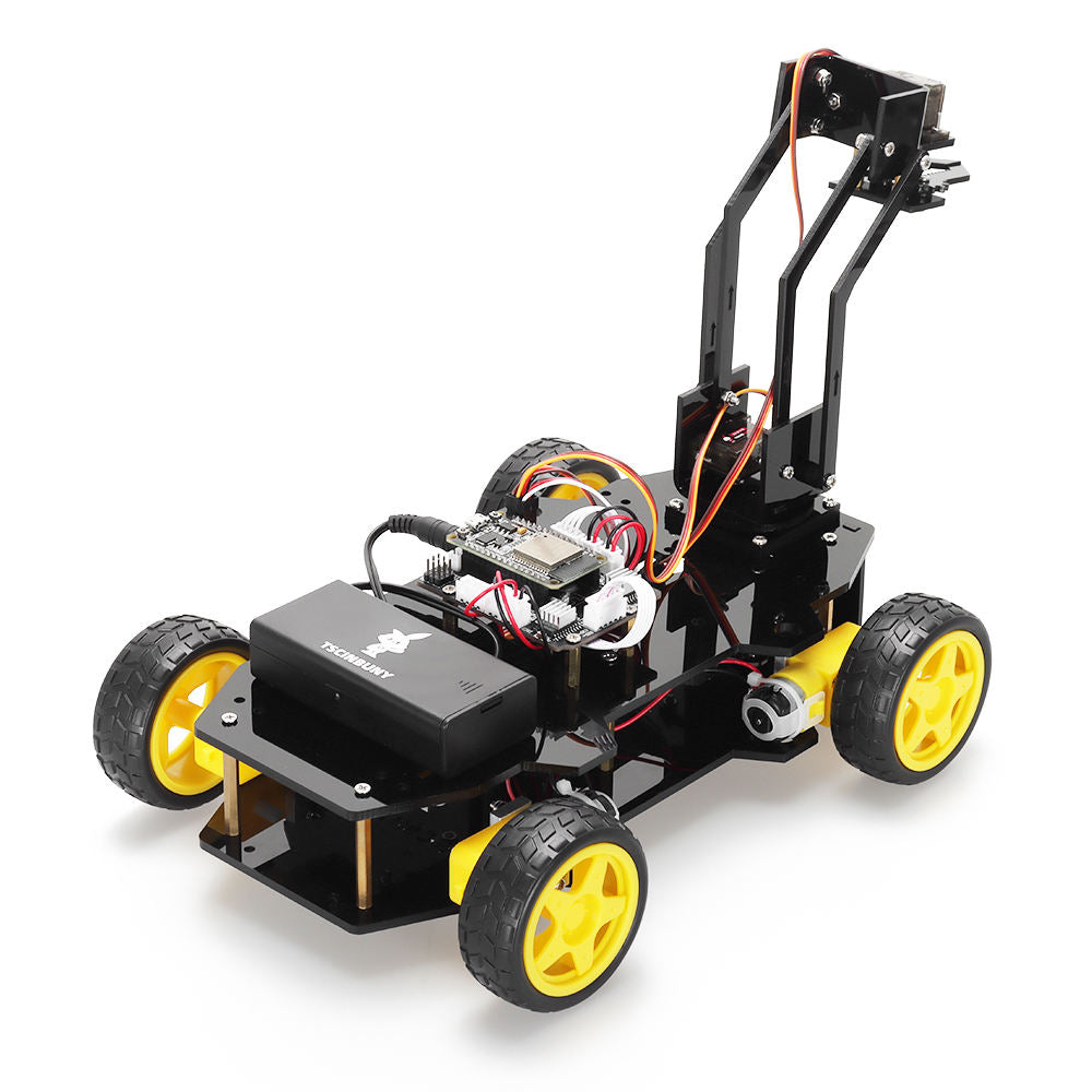 Tscinbuny ZYC0210 Smart Robot Car Kit with Rubber Wheels & Robotic Arm Function – ESP32-WROOM32 Development Board Robot for Arduino Learning Projects