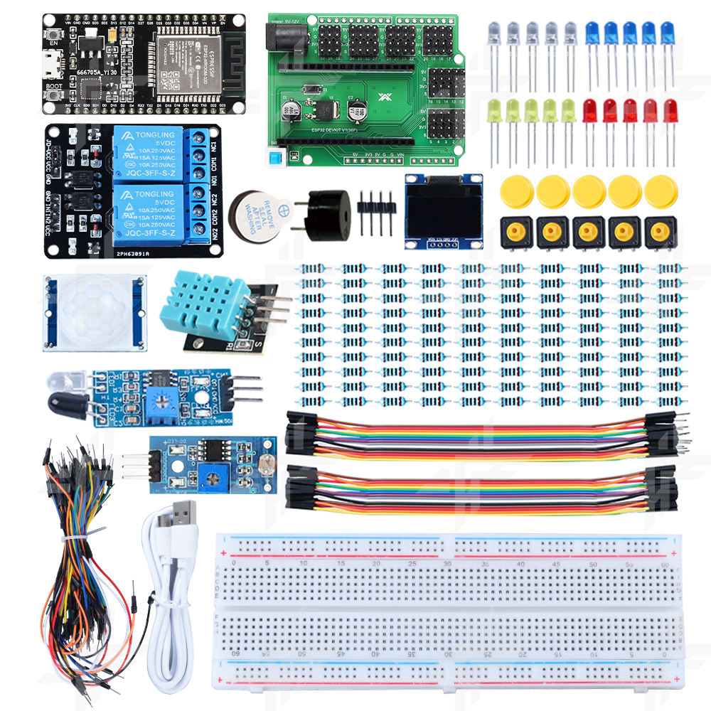 Tscinbuny ZYE0004 Starter Kit with ESP32 ESP-32S WiFi Development Board – IoT Electronic Components Kit for Arduino STEM Programmer Education