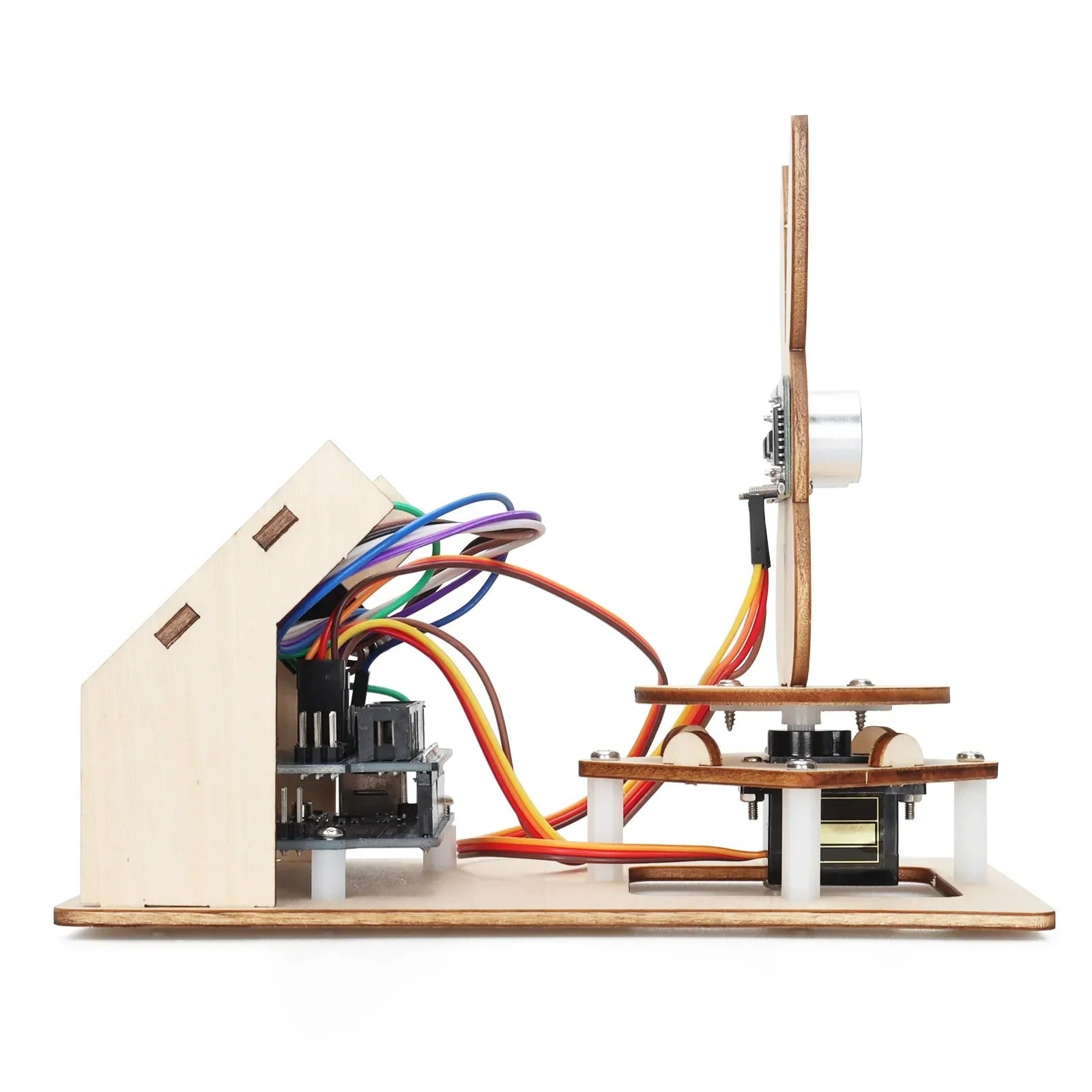 Tscinbuny ZYA0194 Starter Kit with Ultrasonic Radar & LCD Display – DIY Wooden Programmable STEM Robot Kit for School Education