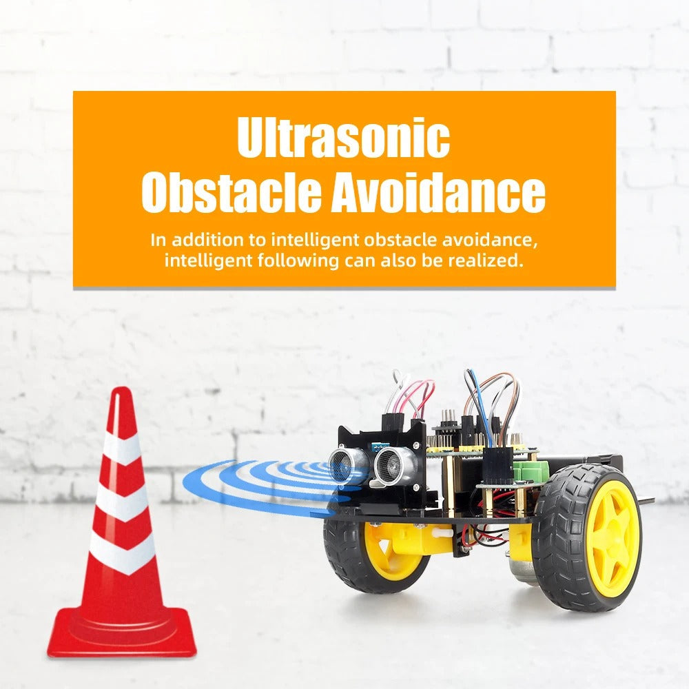 Tscinbuny ZYC0055 Smart Robot Car Kit with 2WD Ultrasonic Obstacle Avoidance – Factory Open-Source Programmable Starter Kit for Arduino Learning
