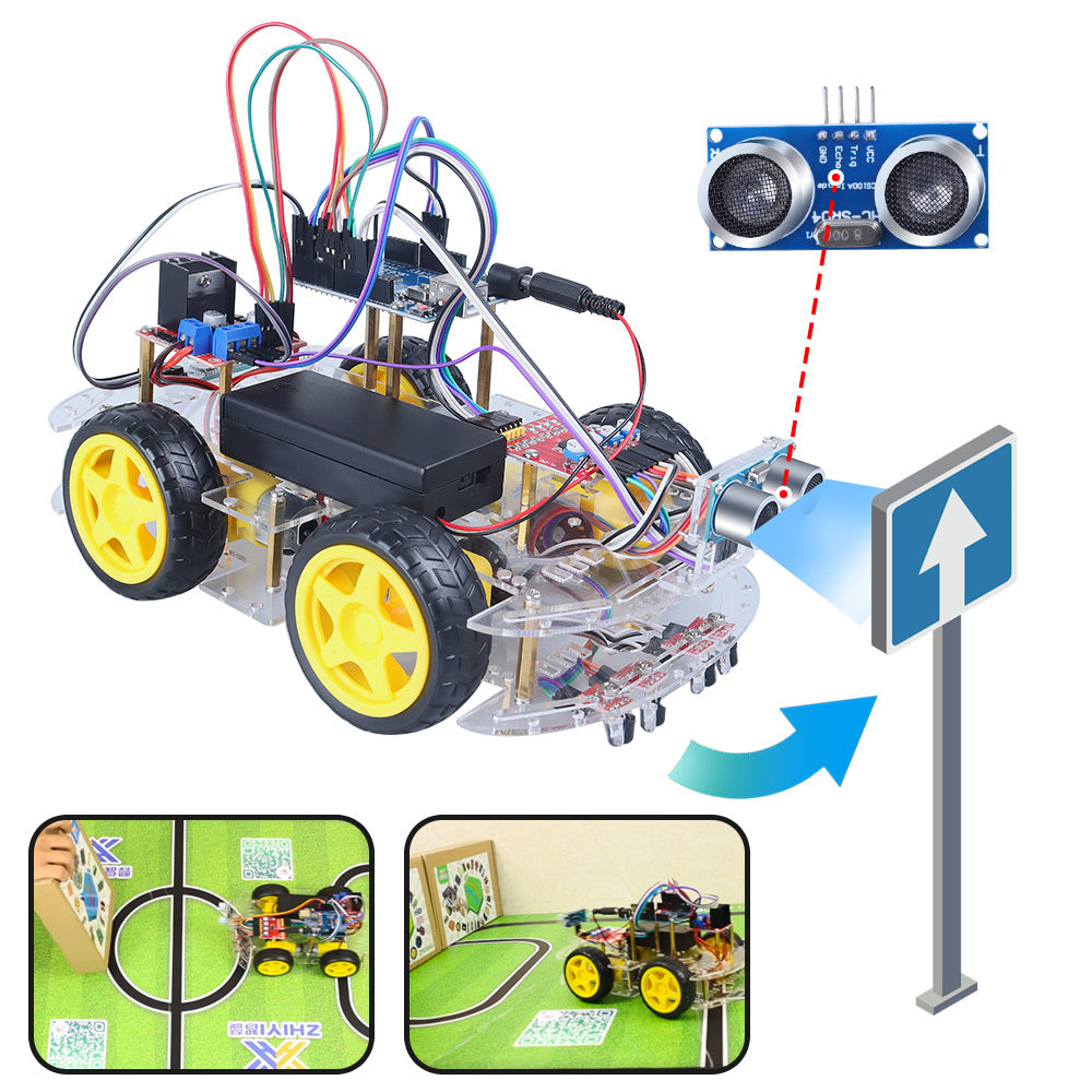 Tscinbuny ZYC0063 Smart Robot Car Kit with 4WD Wireless Control – DIY C/C++ Programmable Robotics Starter Kit for STEM Education & ArduIDE Learning