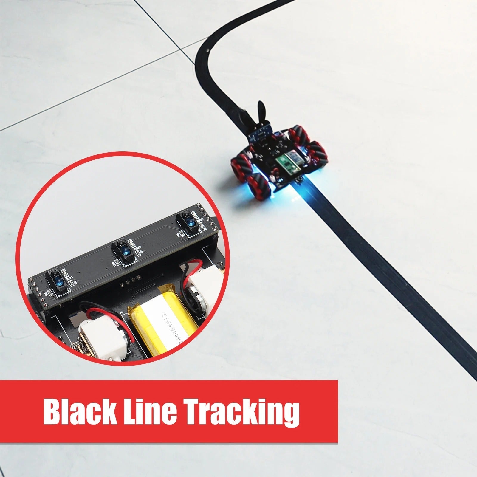 Tscinbuny ZYC0090 Smart Robot Car Kit with 4WD Mecanum Wheels & RGB Lights – Rabbit Head Tracking Programmable Robot for Arduino Projects