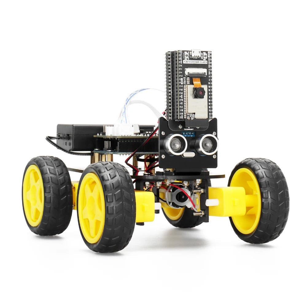 Tscinbuny ZYC0115 Smart Robot Car Kit with ESP32-CAM & Ultrasonic Sensors – 4WD WiFi Programmable Educational Robotics Starter Kit for Arduino Learning