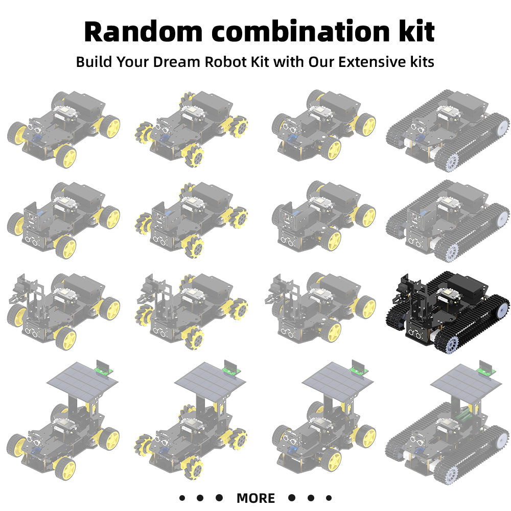 Tscinbuny ZYC0204 Smart Robot Car Kit with Track Wheels & Robotic Arm Function – ESP32-WROOM32 Development Board Robot for Arduino Learning Projects