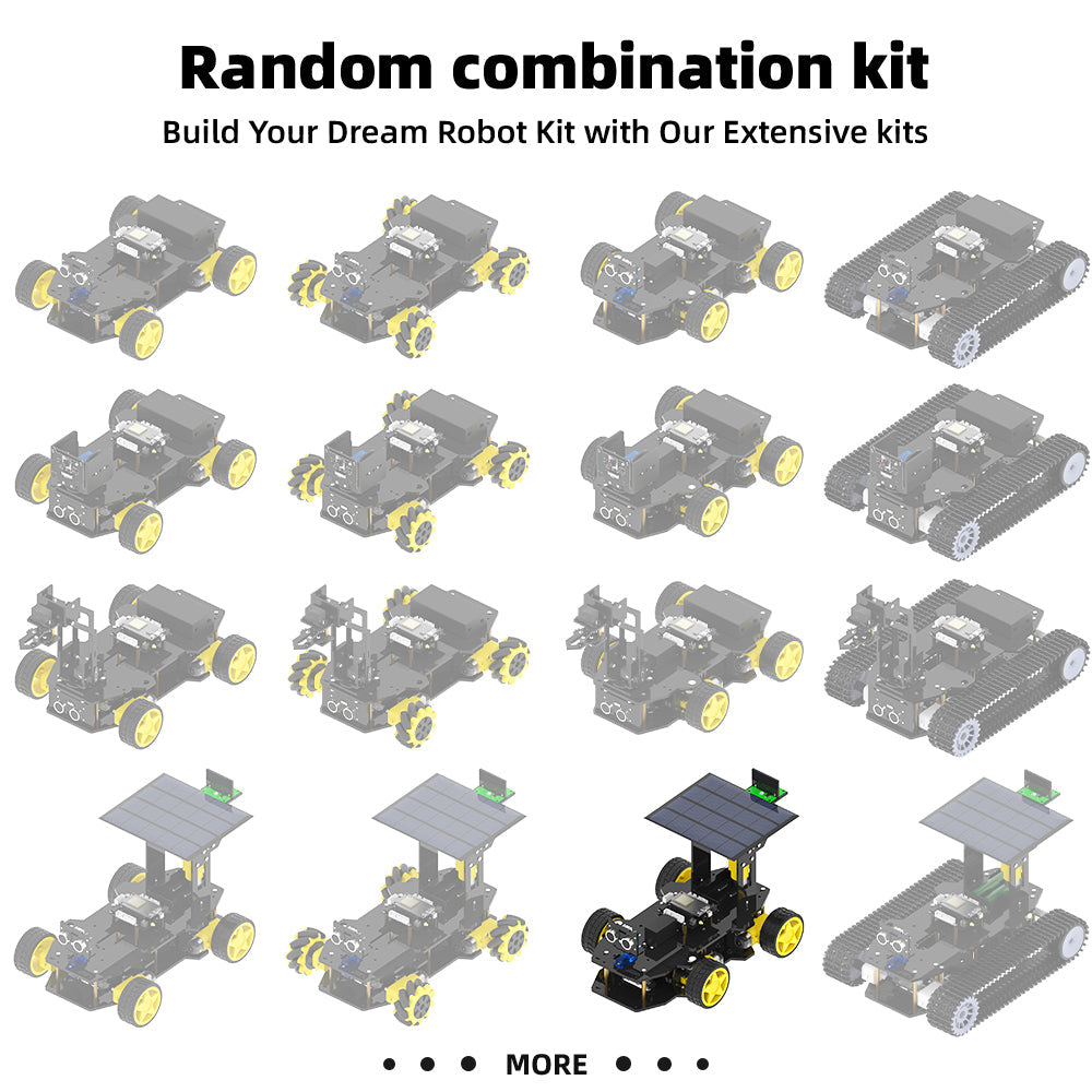 Tscinbuny ZYC0214 Smart Robot Car Kit with Ackermann Wheels & Solar Function – ESP32-WROOM32 Development Board Robot for Arduino Projects