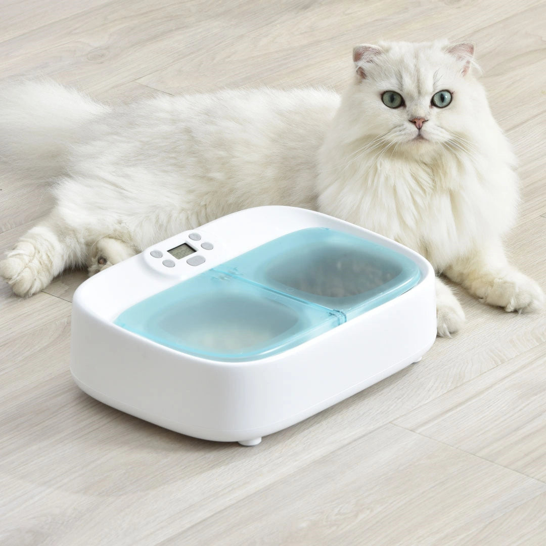 Two-Meal Automatic Pet Feeder - Simple Timed Feeding for Cats & Dogs
