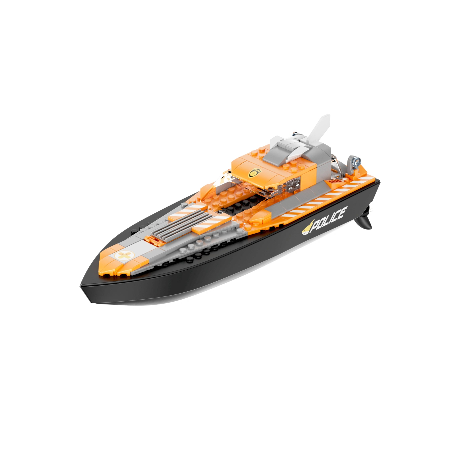 V101 2.4G Remote Control Boat, 4-in-1 DIY Rescue Ship with Small Particle Building Blocks, Kids' Educational Toy for Boys
