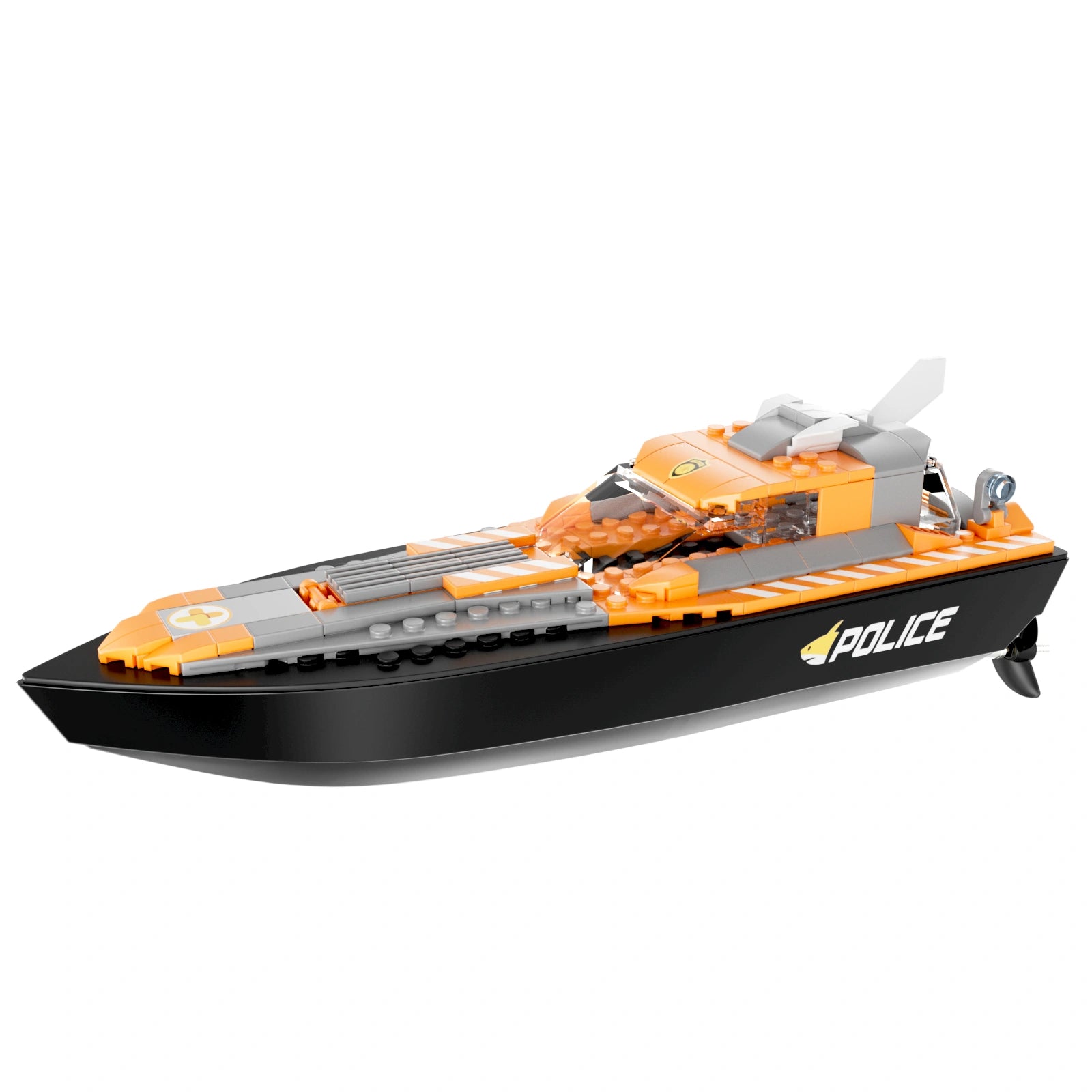V101 2.4G Remote Control Boat, 4-in-1 DIY Rescue Ship with Small Particle Building Blocks, Kids' Educational Toy for Boys