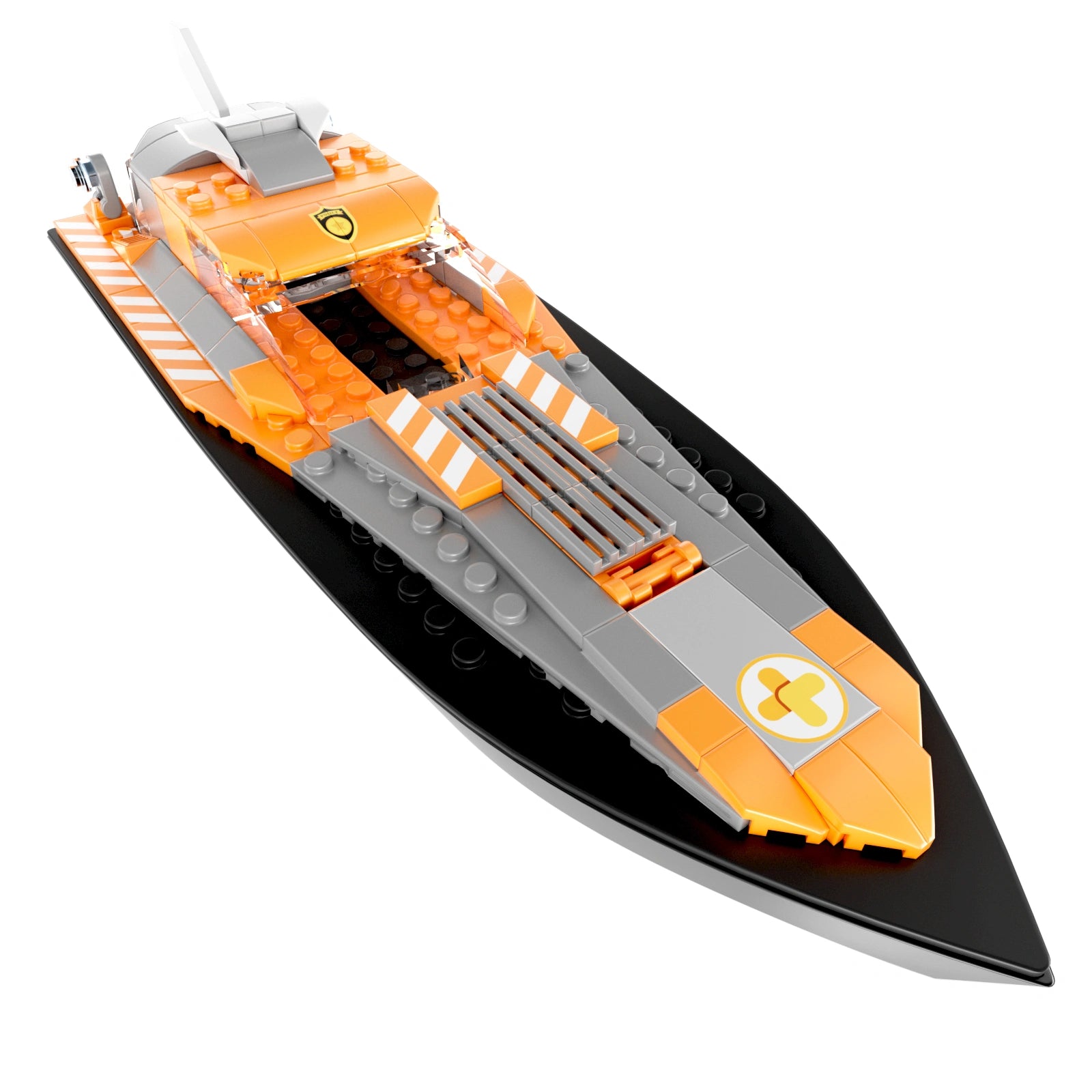 V101 2.4G Remote Control Boat, 4-in-1 DIY Rescue Ship with Small Particle Building Blocks, Kids' Educational Toy for Boys