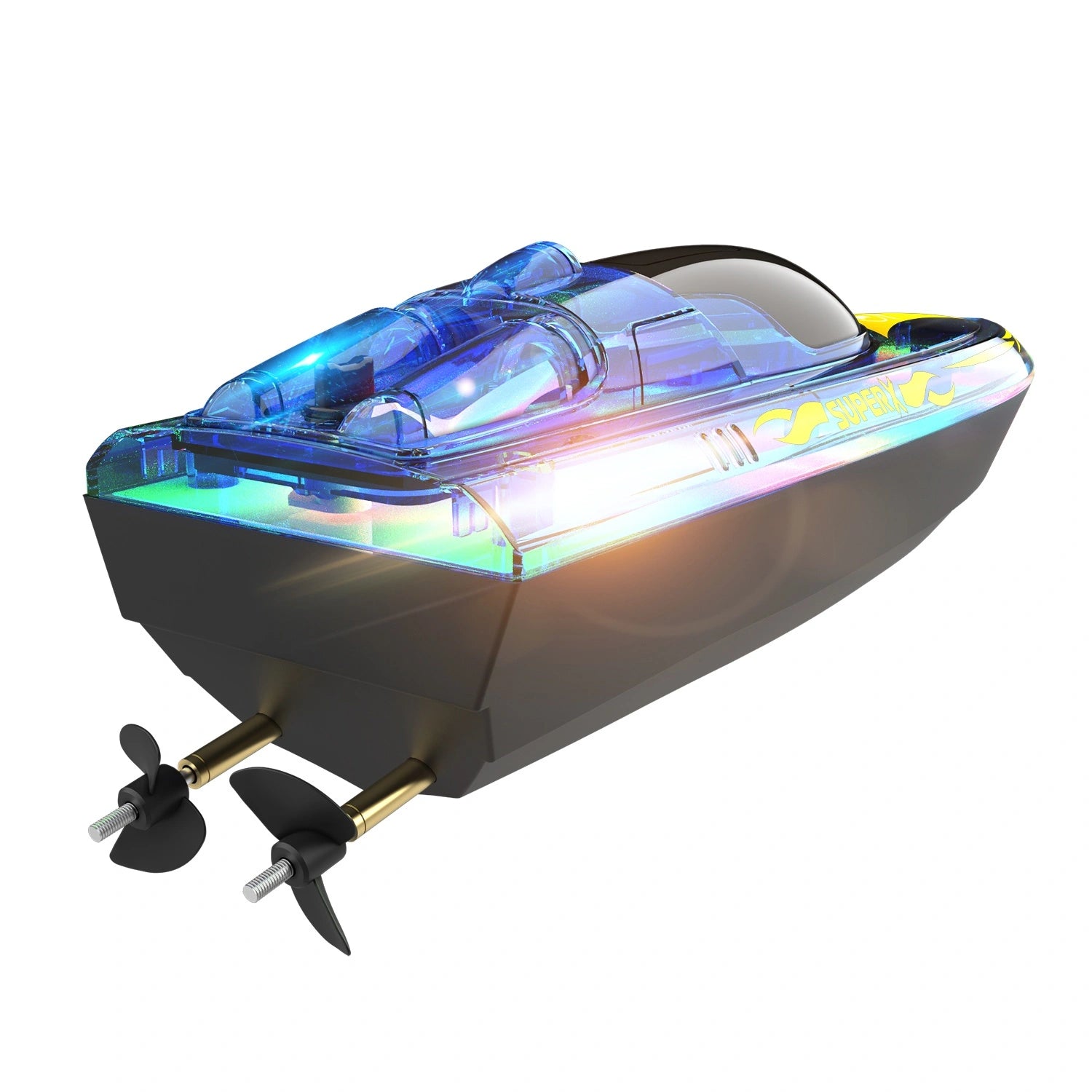 V555 2.4G Remote Control Light Boat, Waterproof with Ultra-Long Endurance, Water-Off Induction, Children's Water Model Toy Boat