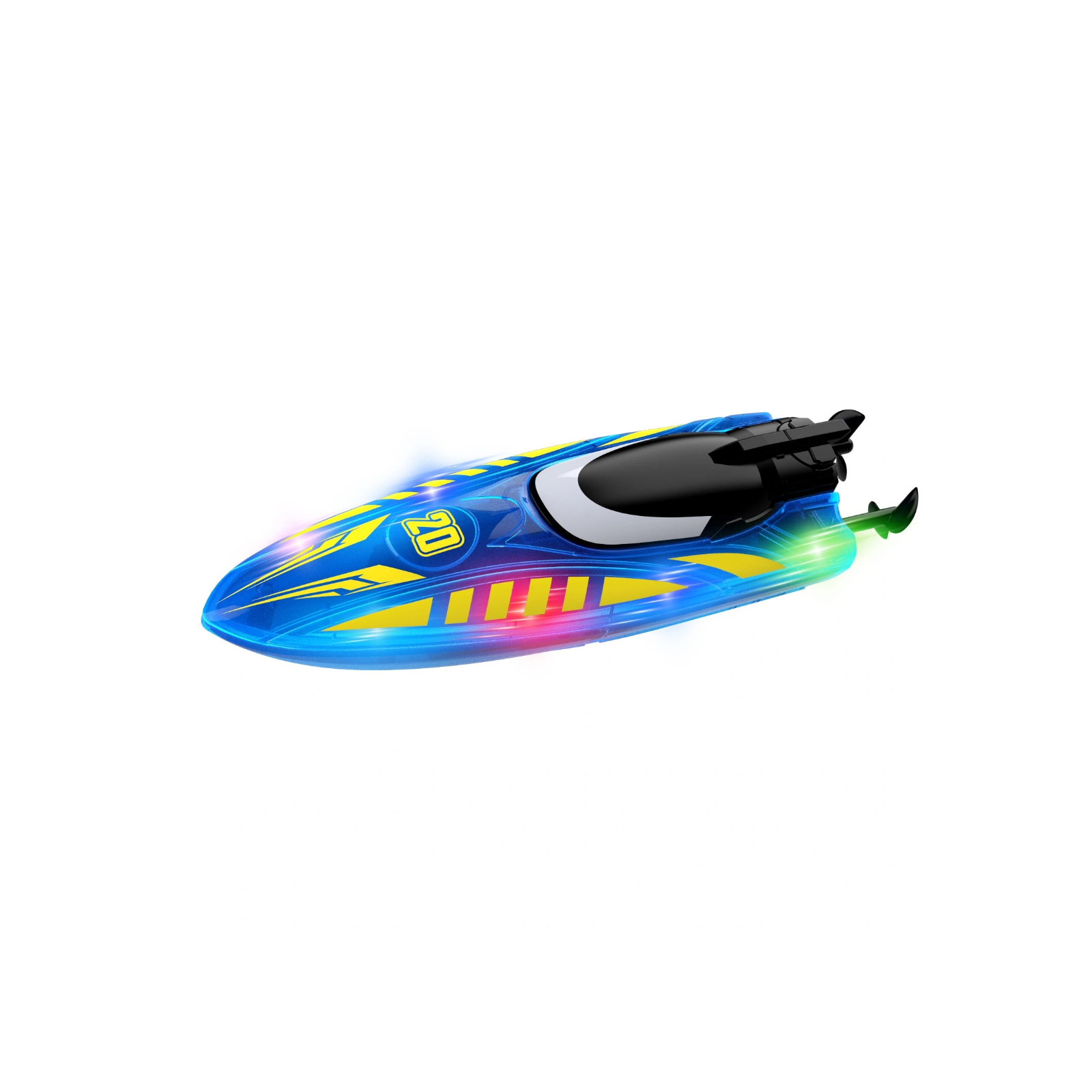 V777 Rechargeable RC Stunt Speedboat with Dual Propellers, 360° Flip & Double-Sided Driving, LED Lighted Remote Control Boat, Water Toy