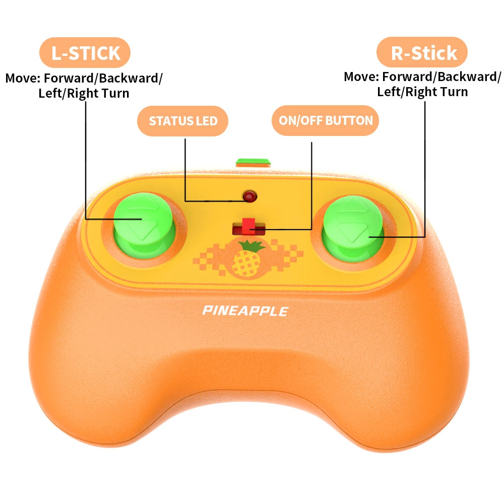 Y02 Pineapple Sprint RC Car, Cute Realistic Fruit Racing Car with 360° Spin, Toy Car for Boys