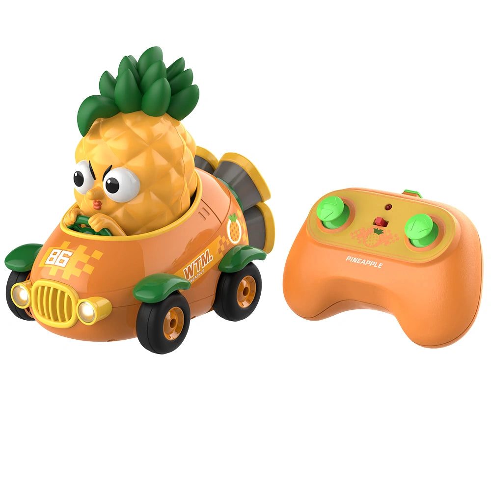 Y02 Pineapple Sprint RC Car, Cute Realistic Fruit Racing Car with 360° Spin, Toy Car for Boys