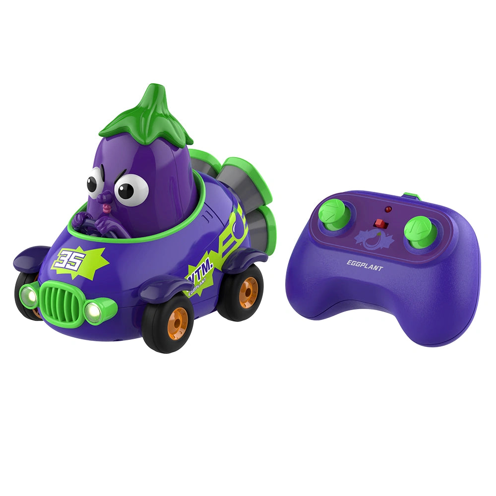 Y03 Eggplant RC Car, High-Speed Electric Realistic Fruit Toy Car with Colorful Lights for Boys
