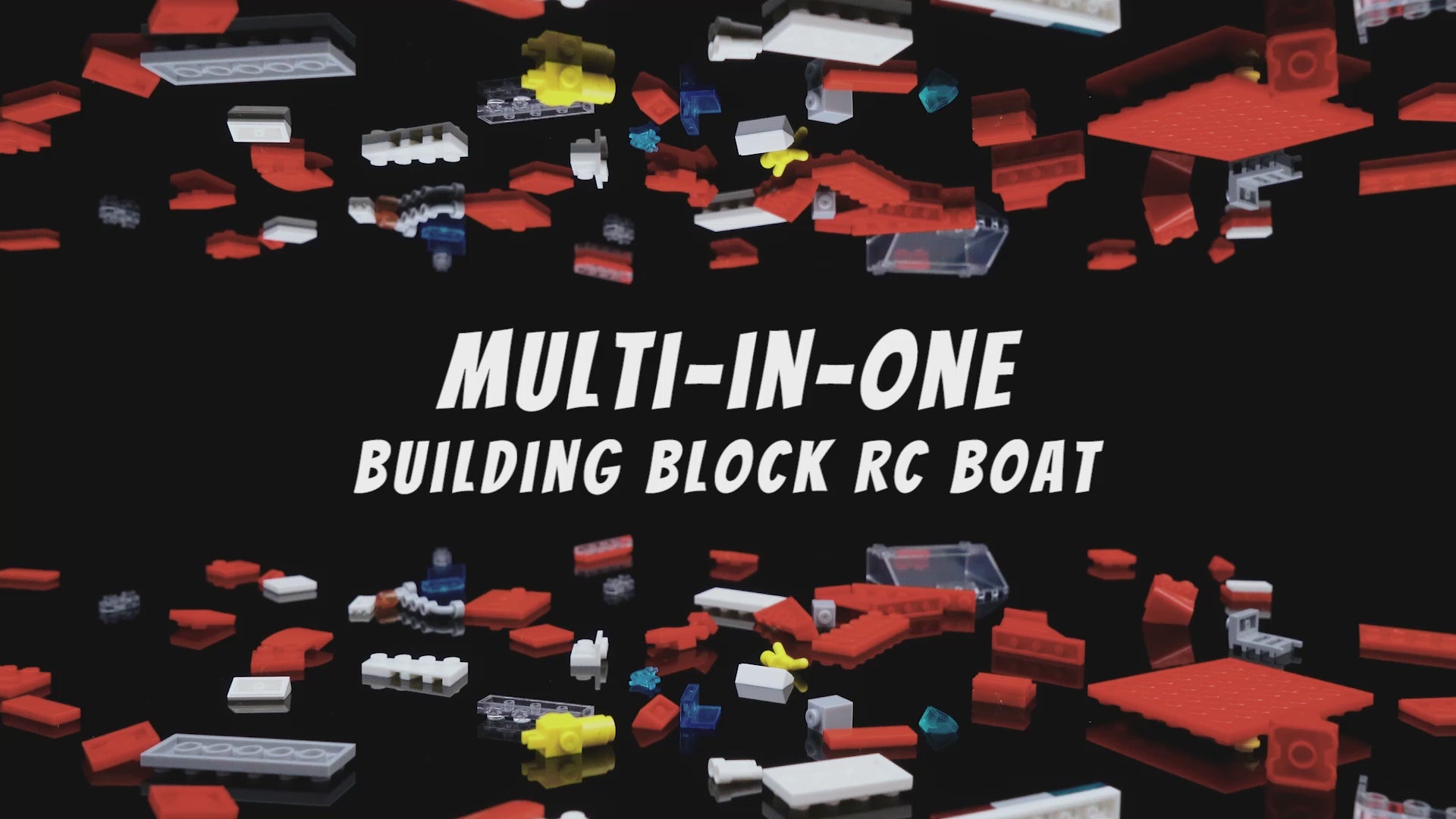 Load video: V101 2.4G Remote Control Boat, 4-in-1 DIY Rescue Ship with Small Particle Building Blocks, Kids' Educational Toy for Boys