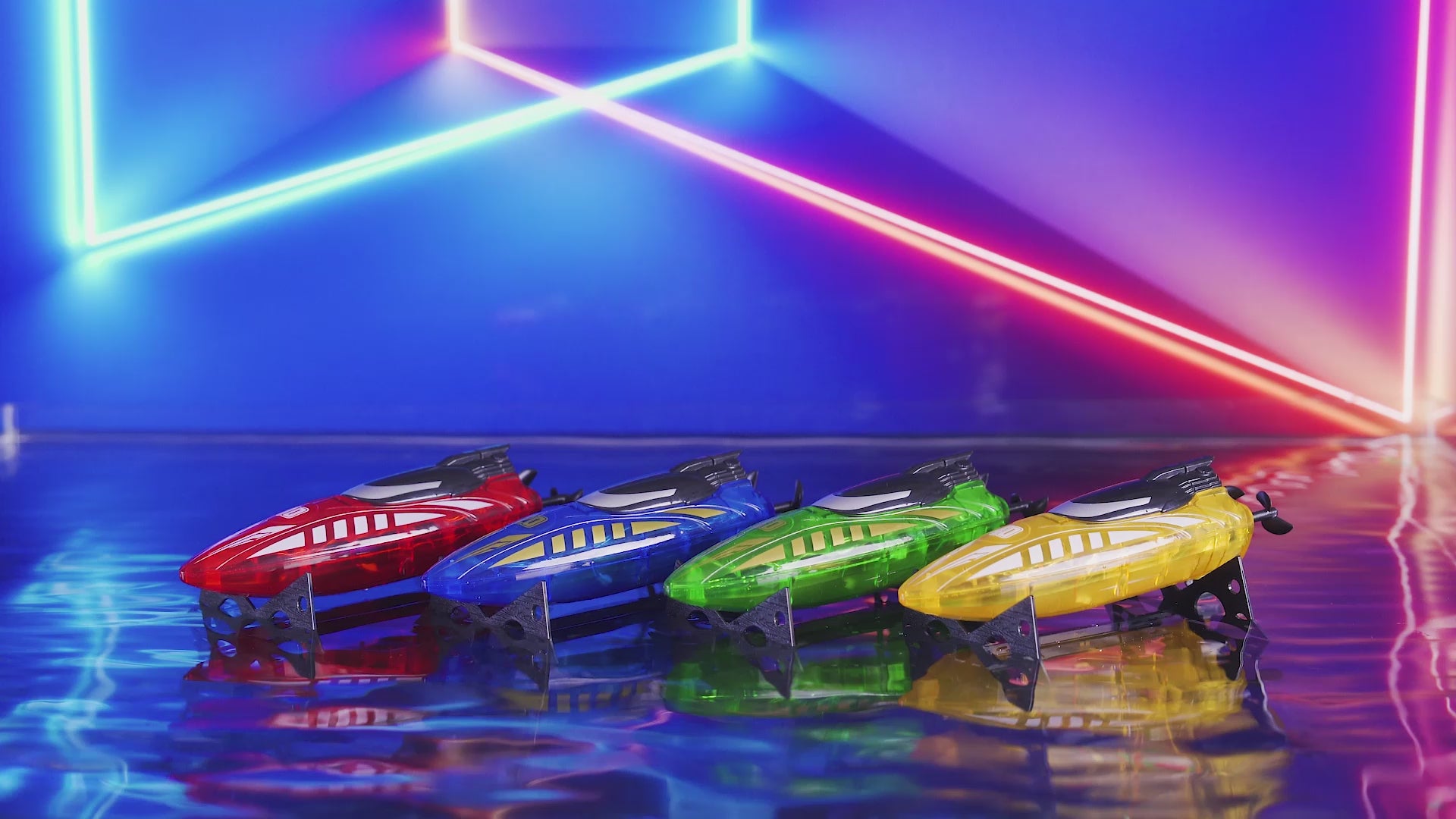Load video: V777 Rechargeable RC Stunt Speedboat with Dual Propellers, 360° Flip &amp; Double-Sided Driving, LED Lighted Remote Control Boat, Water Toy